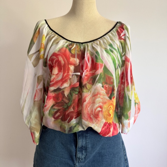 Crimson Ivy - Colorful Floral Blouse - Picture 6 of 9